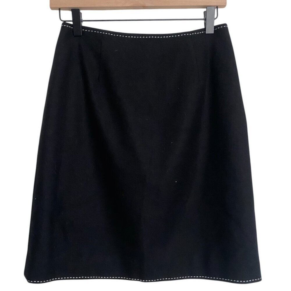 Ann Taylor Black Wool Pencil Skirt Women’s Size 4 Classic Lined Career Vintage